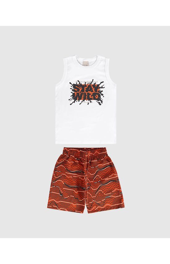 Conjunto Infantil Menino Estampado Bermuda Microfibra Malwee Kids