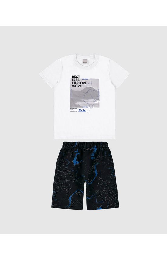 Conjunto Infantil Menino Camiseta E Bermuda Estampada Em Algodão Malwee Kids