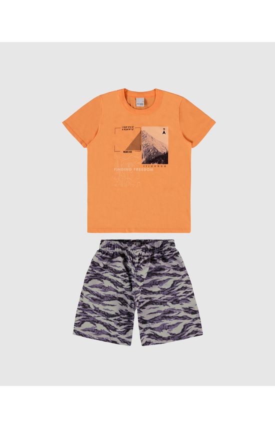 Conjunto Infantil Menino Camiseta E Bermuda Com Estampas Malwee Kids