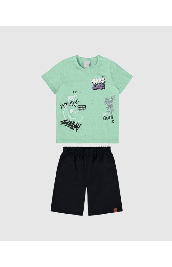 Conjunto Infantil Menino Camiseta Art Future Em Malha Botonê Malwee Kids