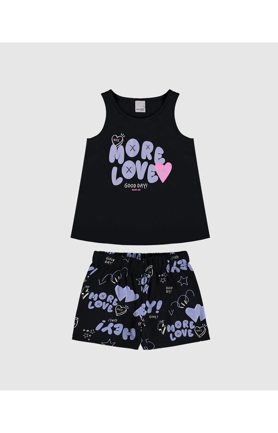 Conjunto Infantil Menina Shorts Estampado Em Algodão Malwee Kids