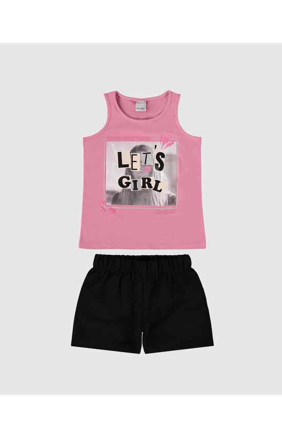 Conjunto Infantil Menina Regata Let's Go Girl Em Algodão Malwee Kids