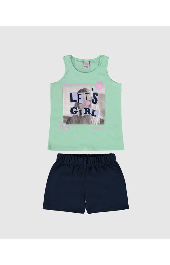 Conjunto Infantil Menina Regata Let's Go Girl Em Algodão Malwee Kids