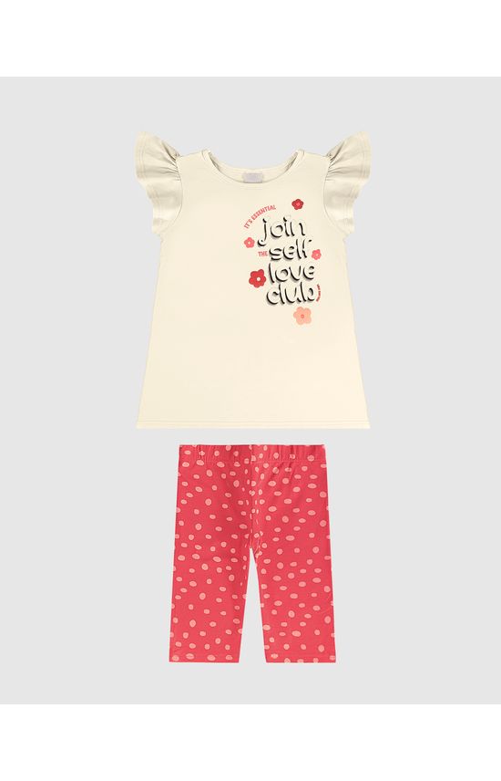 Conjunto Infantil Menina Blusa + Bermuda Estampada Em Algodão Malwee Kids