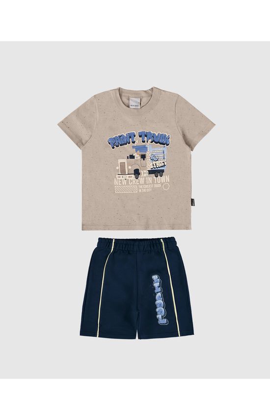 Conjunto Infantil Menino Camiseta Paint Truck Em Malha Botonê Malwee Kids