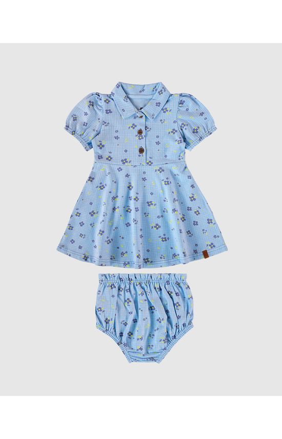 Conjunto Infantil Menina Vestido + Calcinha Estampa Floral Malwee Kids