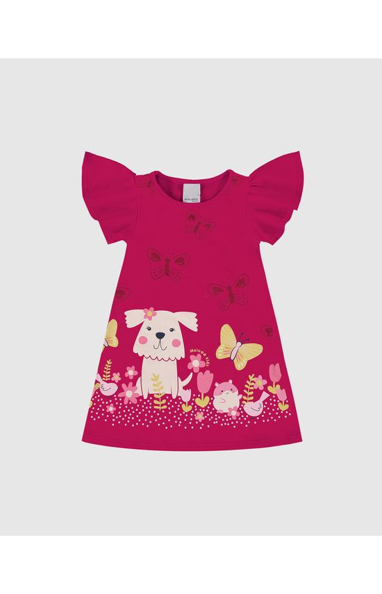 Vestido Infantil Amplo Com Estampa Em Algodão Malwee Kids