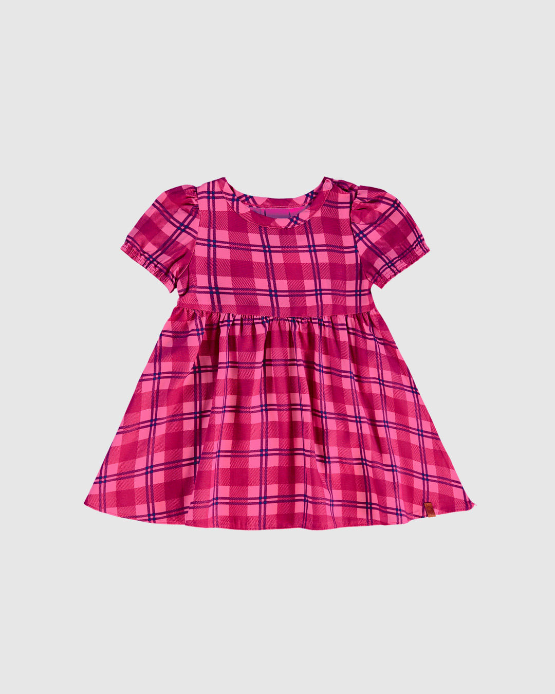 Vestido Infantil Xadrez Abertura Ombro Em Viscose Malwee Kids - Imagem 3