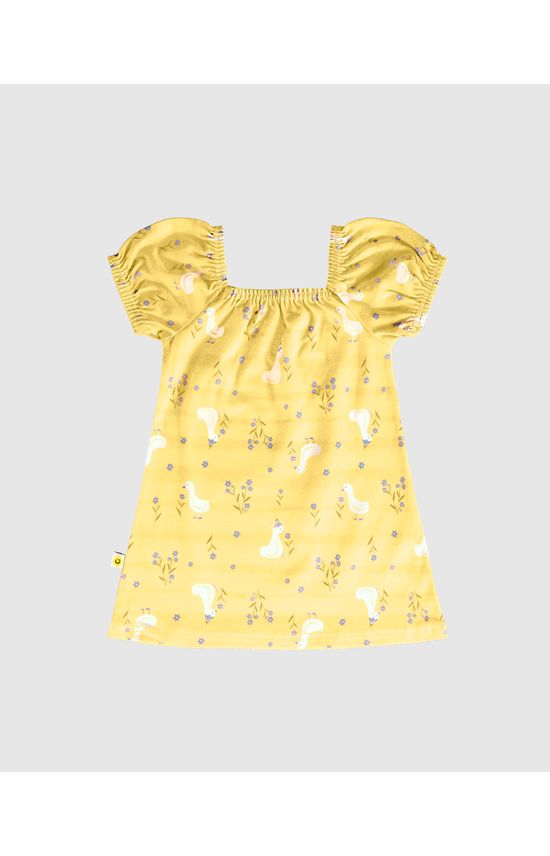 Vestido Infantil Decote Com Elástico Em Algodão Malwee Kids