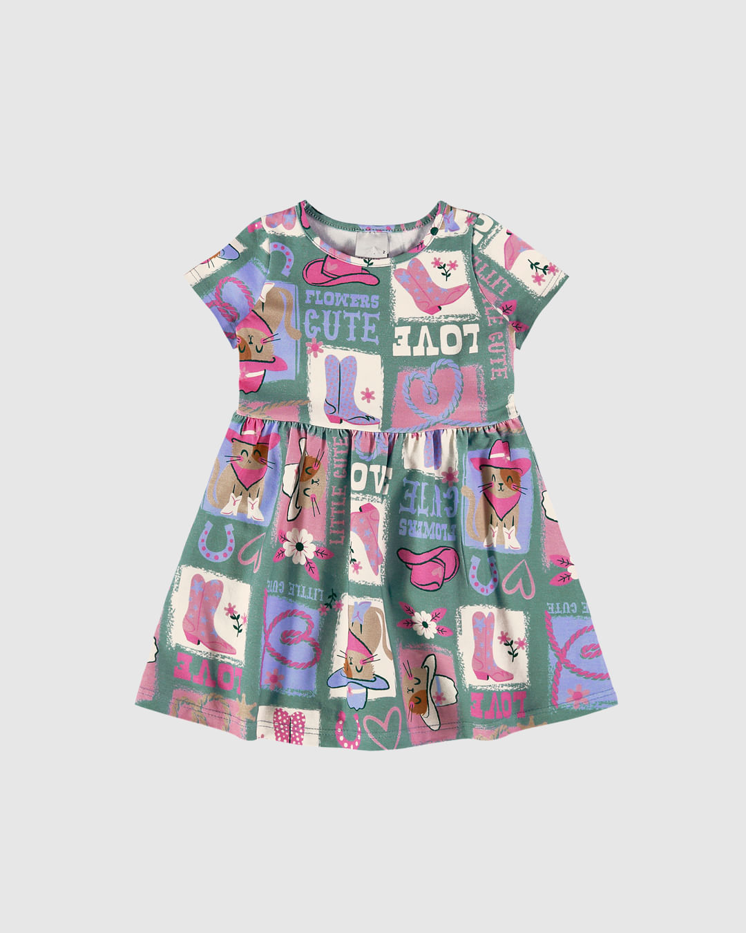 Vestido Infantil Rodado Com Estampa Em Algodão Malwee Kids