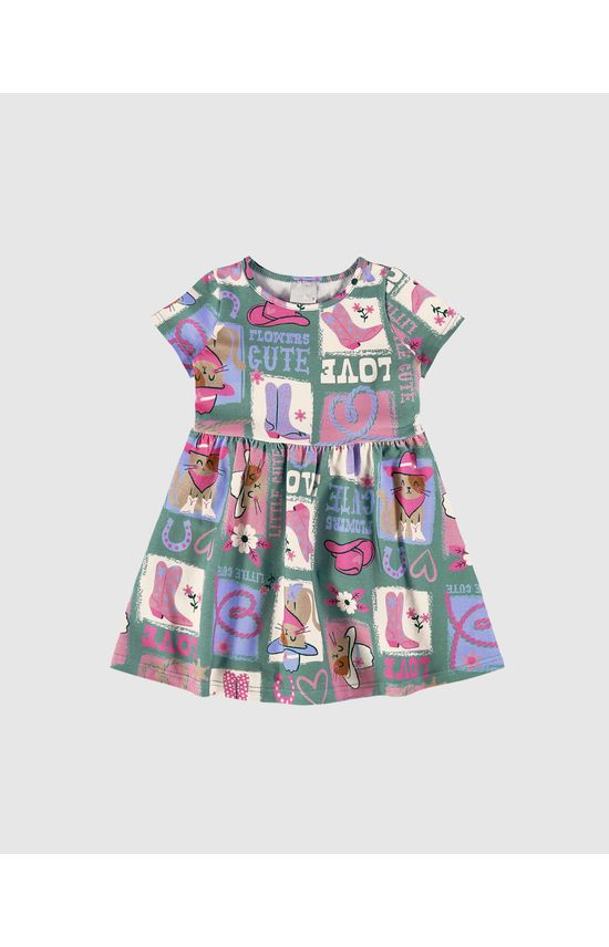 Vestido Infantil Rodado Com Estampa Em Algodão Malwee Kids