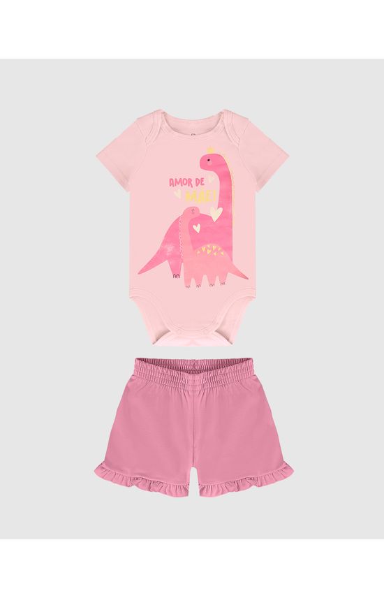 Conjunto Infantil Menina Body Amor De Mãe Em Algodão Malwee Kids