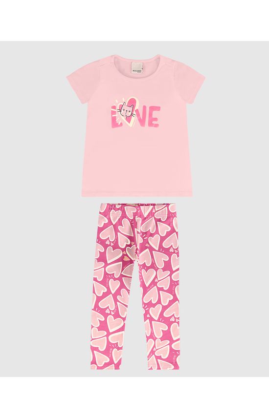 Conjunto Infantil Menina Blusa E Legging Estampada Em Algodão Malwee Kids
