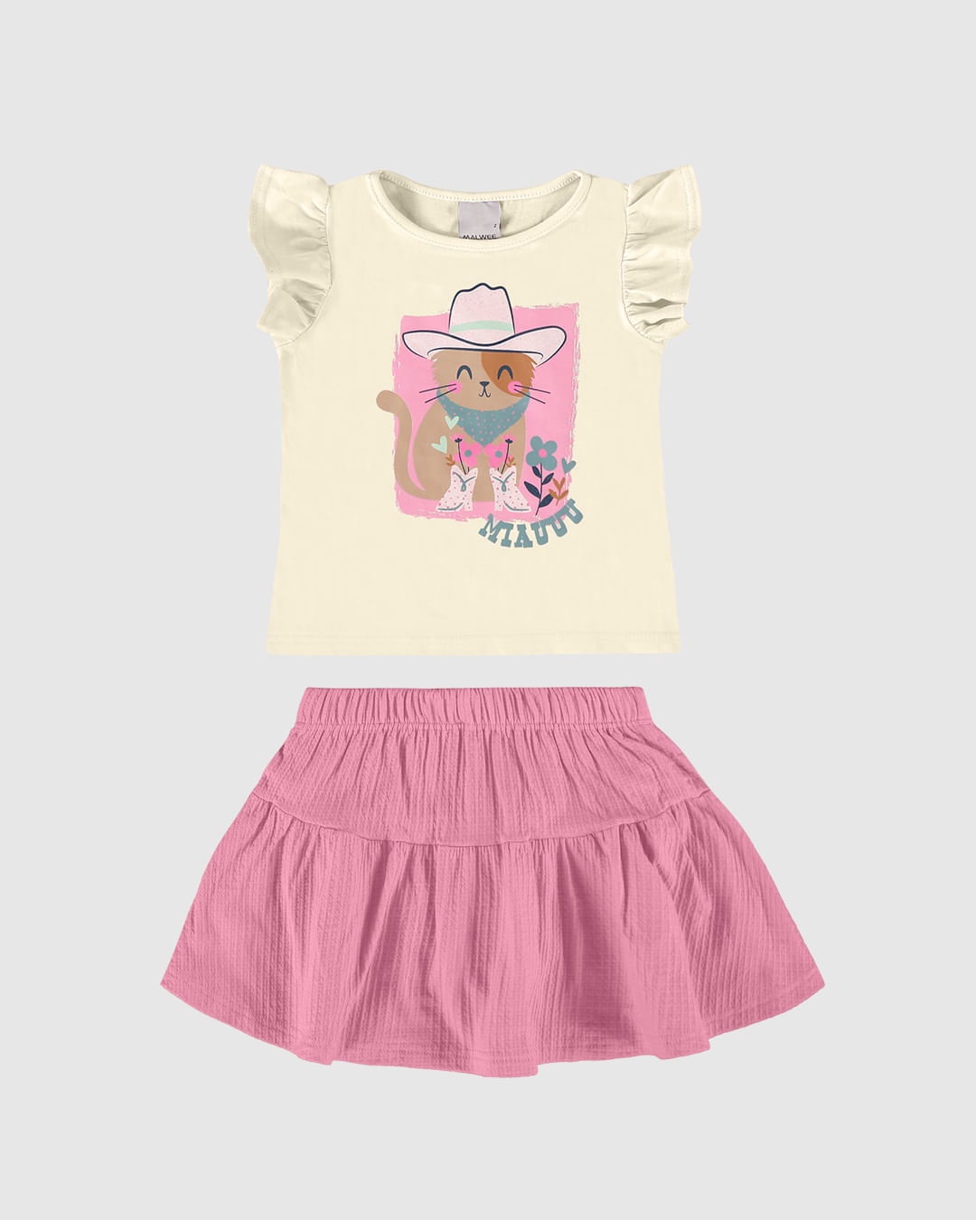 Conjunto Infantil Menina Blusa Estampada E Saia Evasê Malwee Kids - Imagem 4