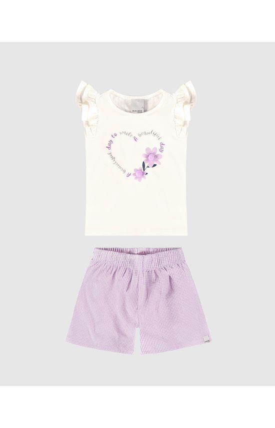 Conjunto Infantil Menina Blusa Manga Babado Em Algodão Malwee Kids