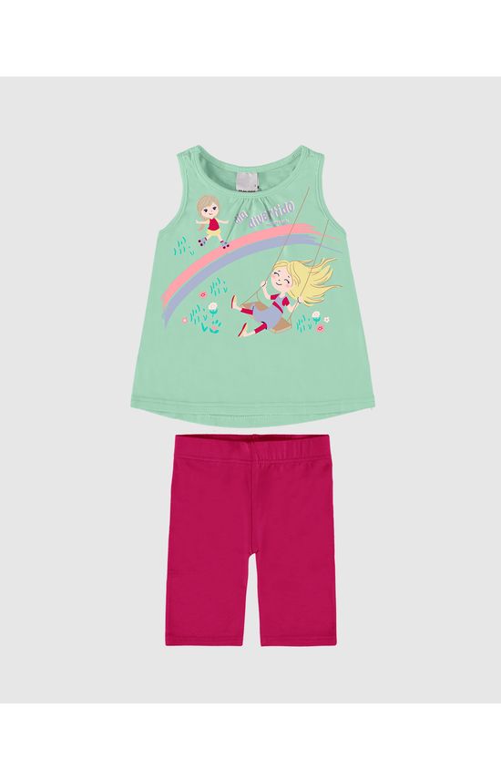 Conjunto Infantil Menina Dia Divertido Em Algodão Malwee Kids