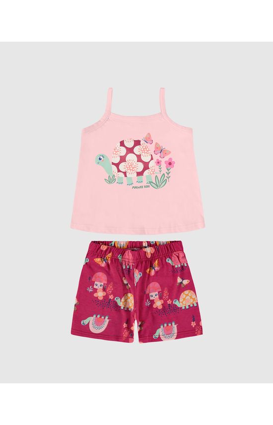 Conjunto Infantil Menina Regata Estampa Frontal Em Algodão Malwee Kids