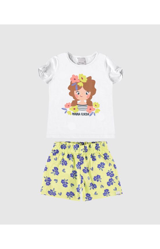 Conjunto Infantil Menina Blusa Estampa Com Glitter Em Algodão Malwee Kids