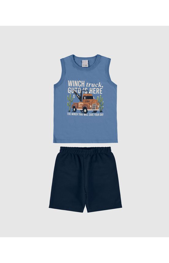 Conjunto Infantil Menino Regata Com Estampa Em Algodão Malwee Kids