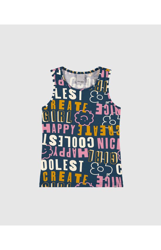 Regata Infantil Menina Estampada Em Algodão Malwee Kids