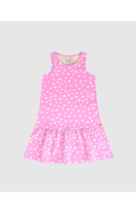 Vestido Infantil Barra Franzida Estampado Em Algodão Malwee Kids