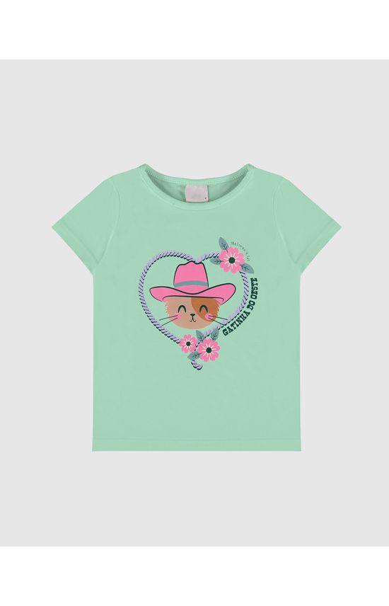 Blusa Infantil Menina Gatinha Do Oeste Em Algodão Malwee Kids