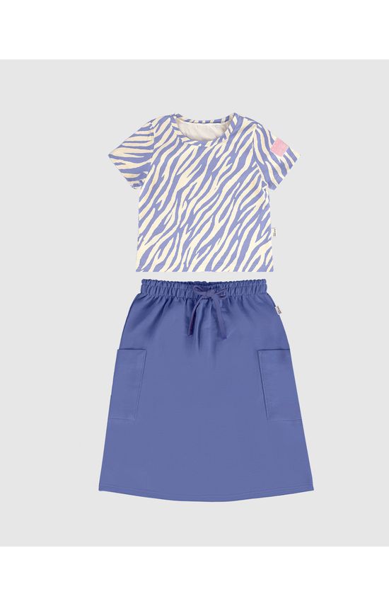 Conjunto Infantil Menina Blusa Animal Print + Saia Midi Cargo Malwee Kids
