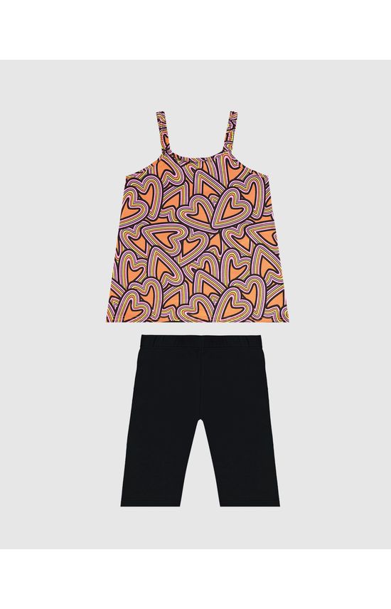 Conjunto Infantil Menina Regata Estampada Em Algodão Malwee Kids