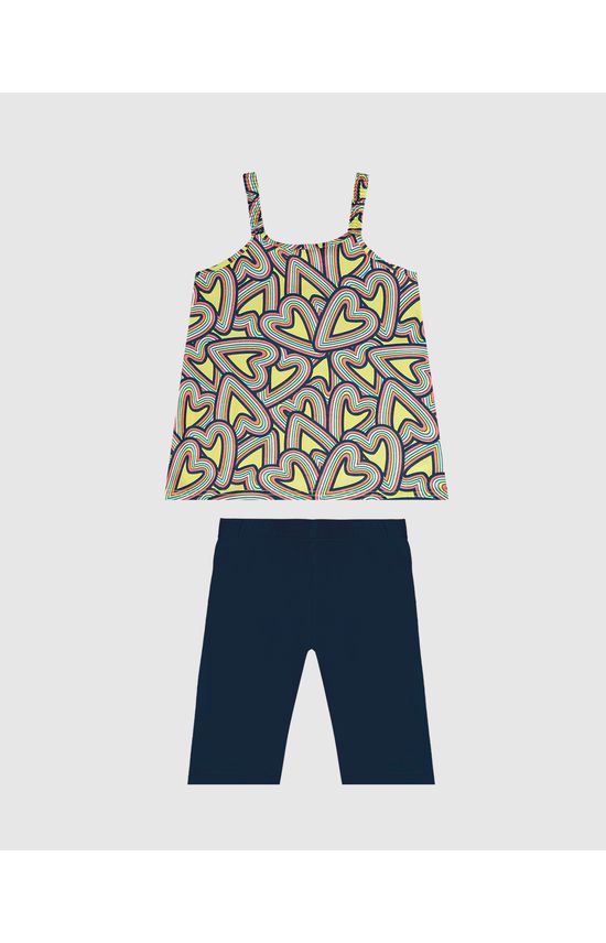 Conjunto Infantil Menina Regata Estampada Em Algodão Malwee Kids