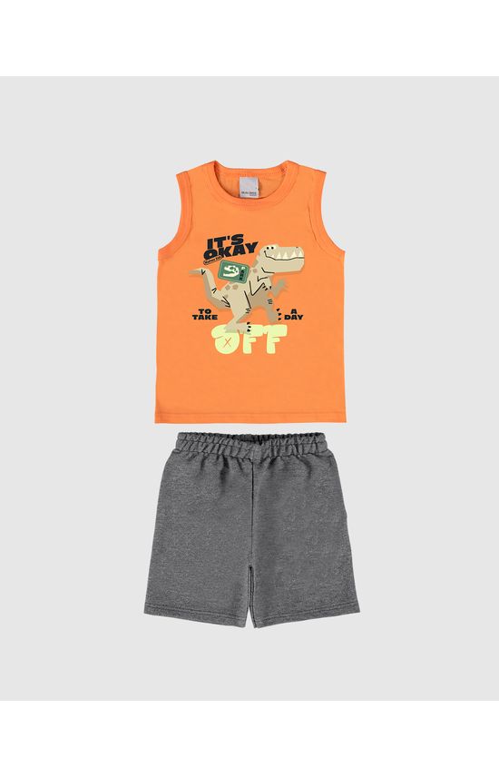 Conjunto Infantil Menino Regata Com Estampa Em Algodão Malwee Kids