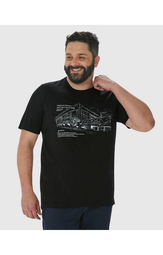 Camiseta Masculina Plus Size Industrial Architecture Em Algodão