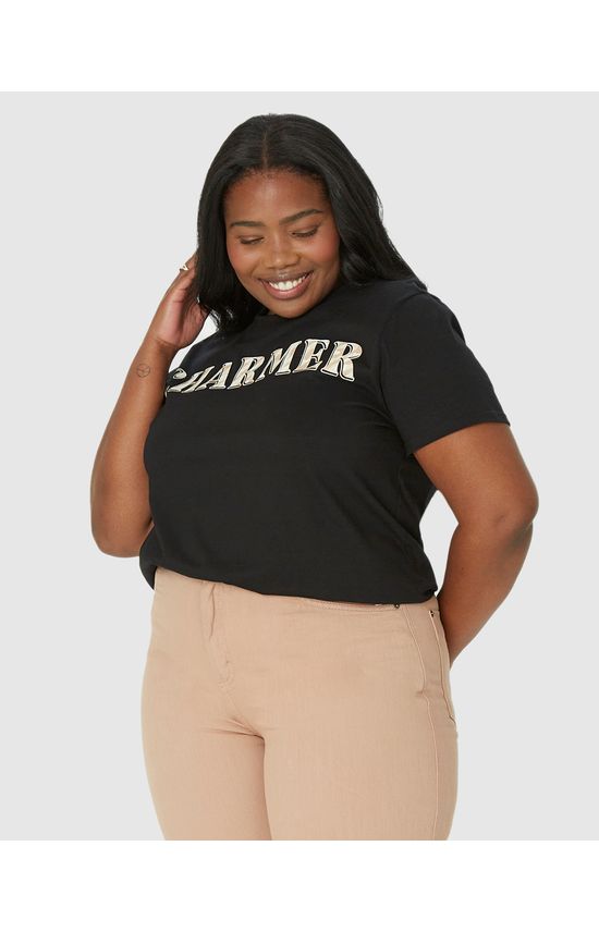 Camiseta Feminina Plus Size Charmer Em Algodão