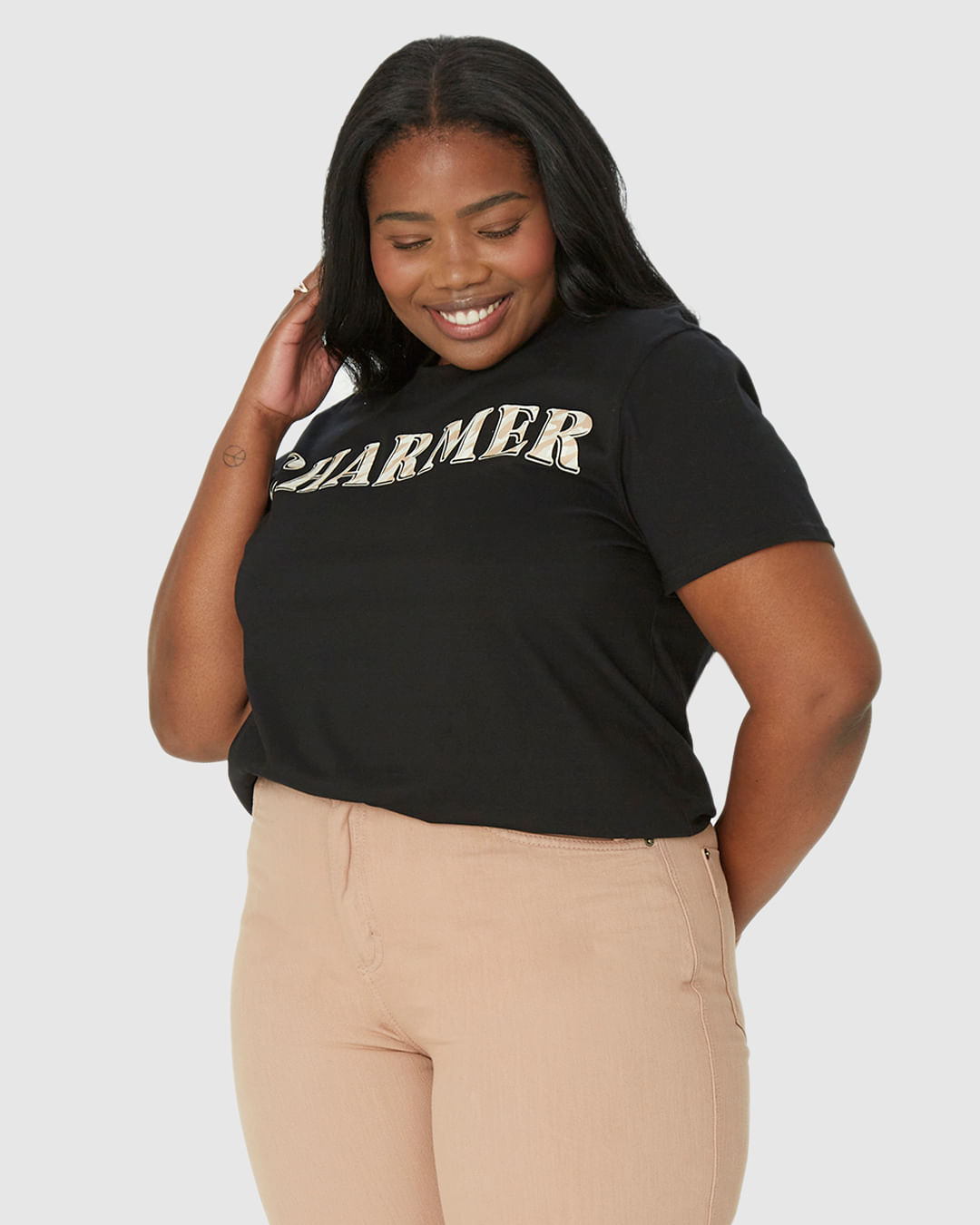 Camiseta Feminina Plus Size Charmer Em Algodão - Imagem 21