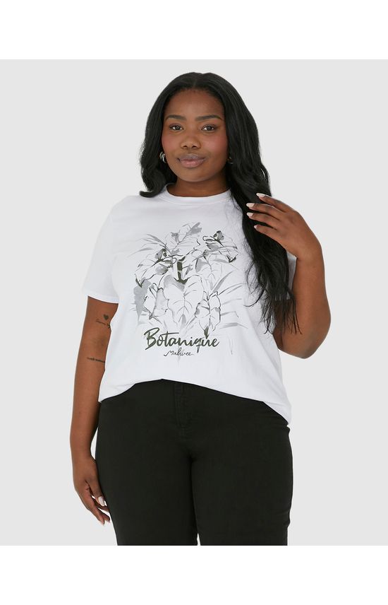 Camiseta Feminina Plus Size Botanique Em Algodão