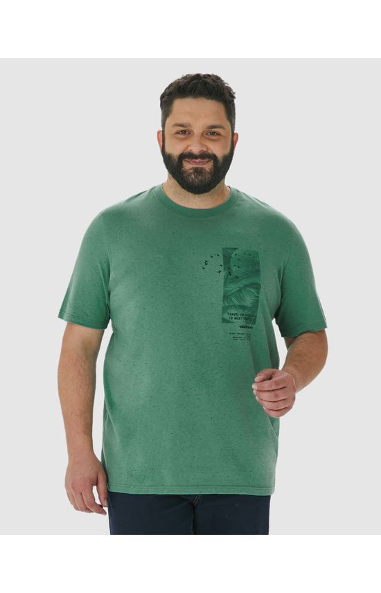 Camiseta Masculina Plus Size Travel Far Enough Em Malha Botonê