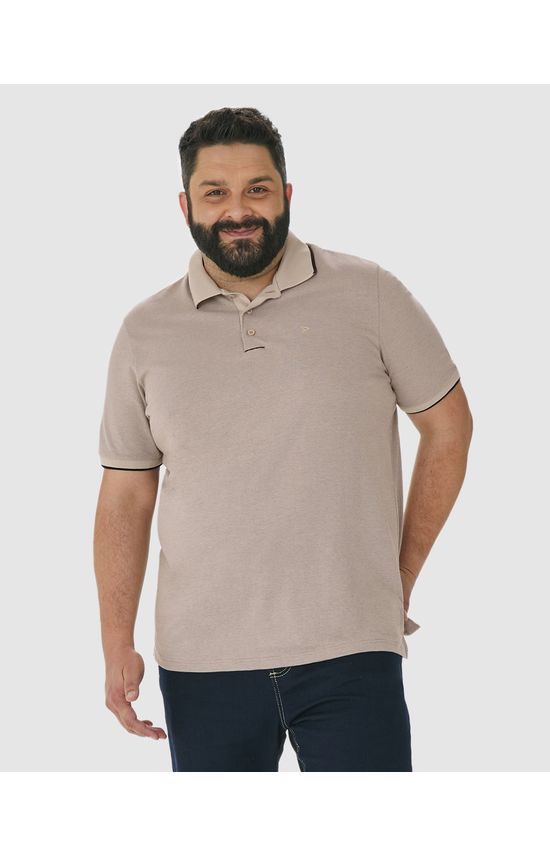 Camisa Polo Masculina Plus Size Abertura Lateral Em Malha Texturizada