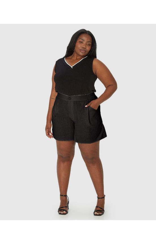 Bermuda Feminina Plus Size Reta Em Viscolinho