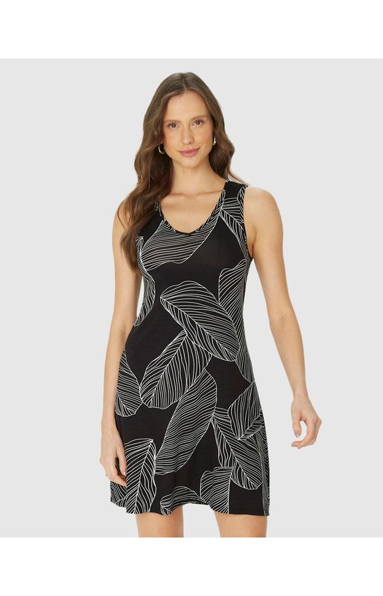 Vestido Feminino Estampado Decote V Em Viscose Stretch