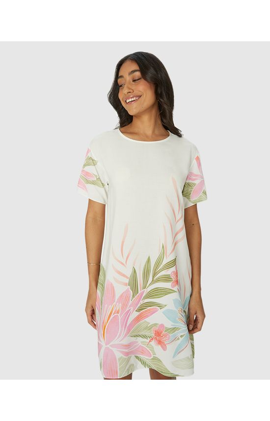 Vestido Amplo Feminino Estampa Localizada Em Viscose