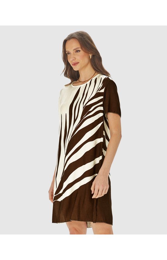 Vestido Amplo Feminino Estampa Localizada Em Viscose