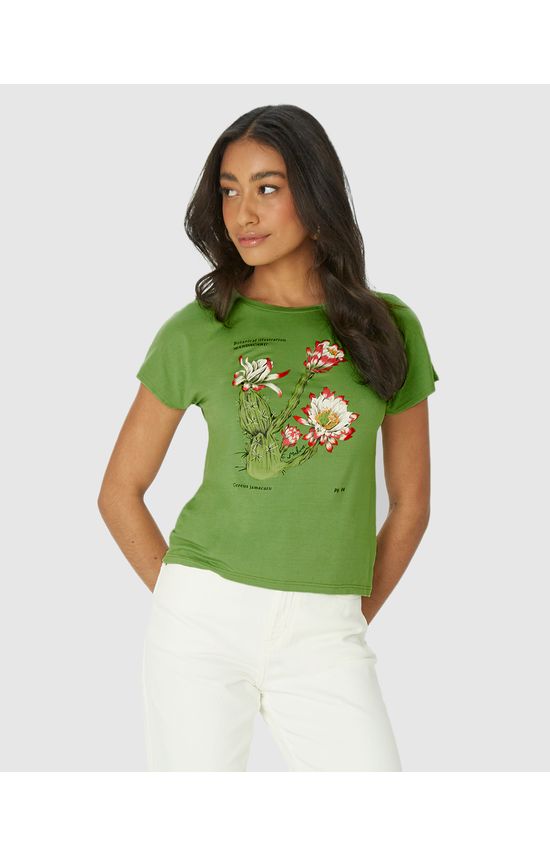 Camiseta Feminina Mandacaru Em Malha Viscolinho Stretch