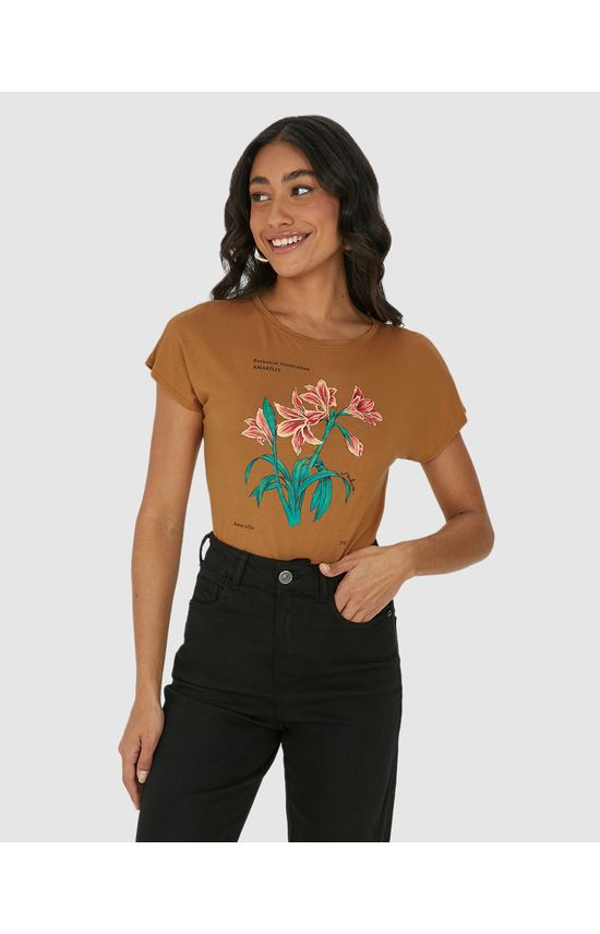 Camiseta Feminina Amarílis Em Malha Viscolinho Stretch