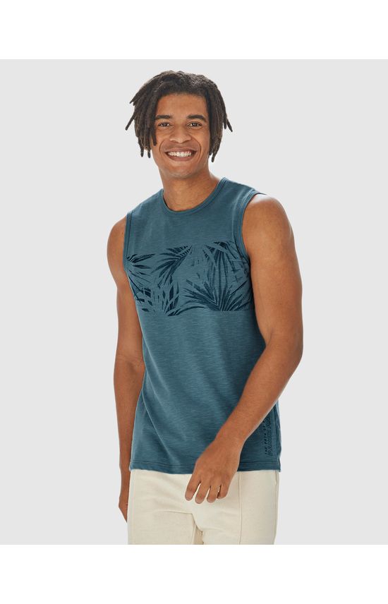 Regata Masculina Estampada Em Malha Flamê