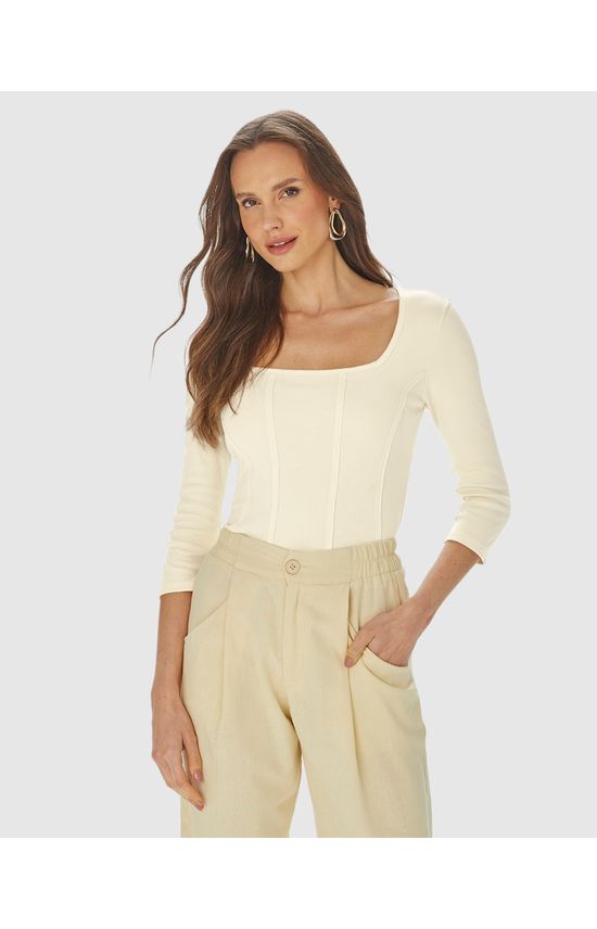 Blusa Long Cropped Feminina Corset Em Ribana