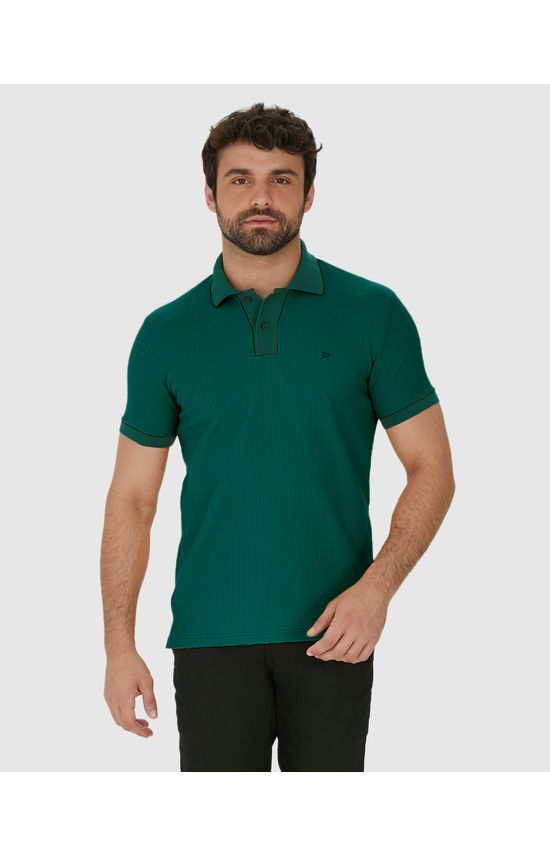 Camisa Polo Masculina Slim Em Malha Jacquard