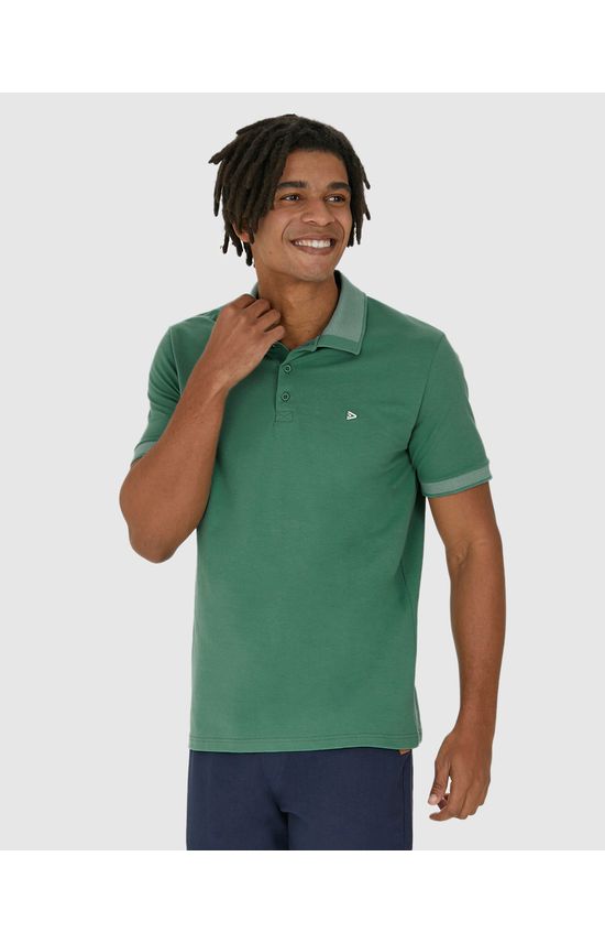 Camisa Polo Masculina Com Acabamento Retilínea Em Piquet Stretch