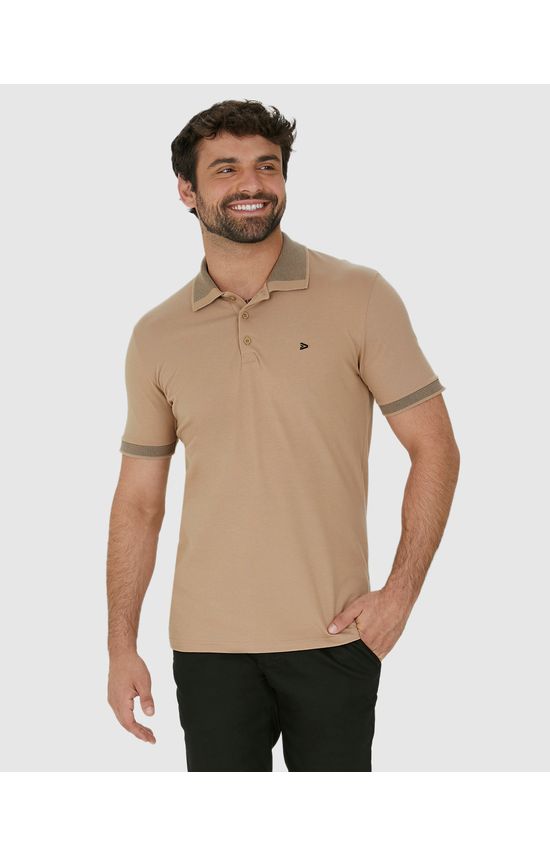 Camisa Polo Masculina Com Acabamento Retilínea Em Piquet Stretch