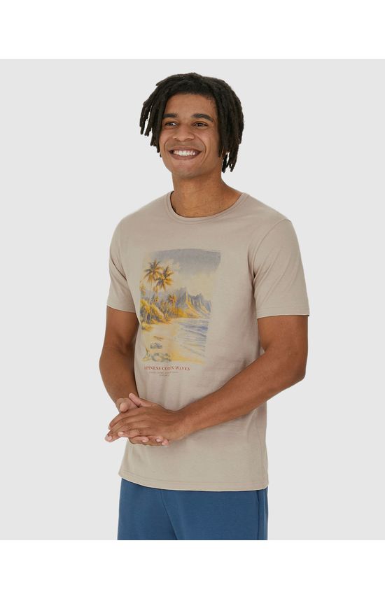 Camiseta Masculina Happiness Comes In Waves Em Algodão