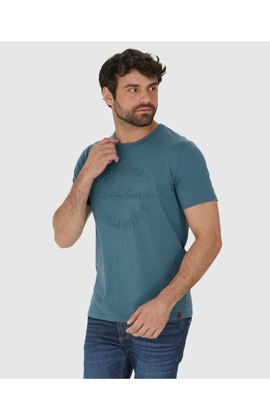 Camiseta Masculina Estampa Frontal Alto Relevo Em Algodão