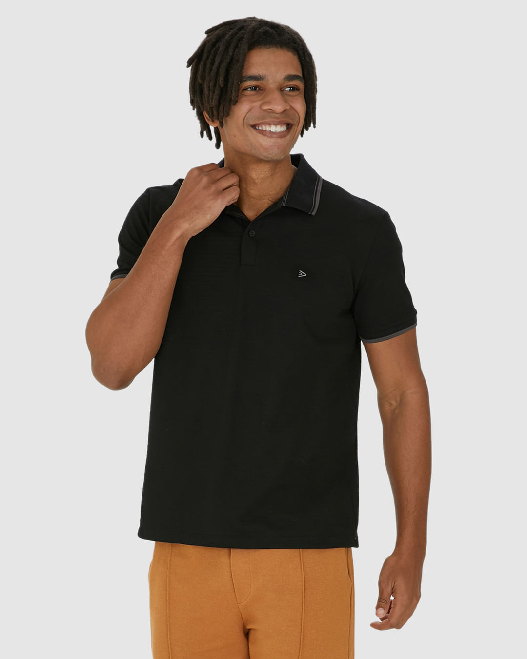 Camisa Polo Masculina Bordado Peitoral Em Piquet Listrado - Imagem 16